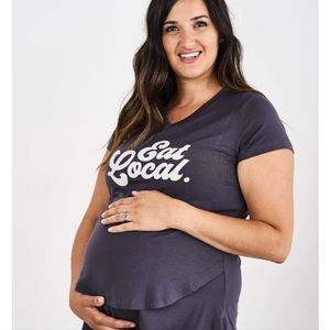 Latched Mama gray v neck nursing t "eat local"